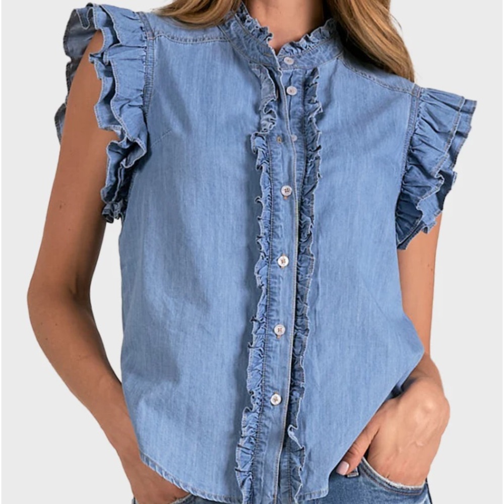 Chambray button down top